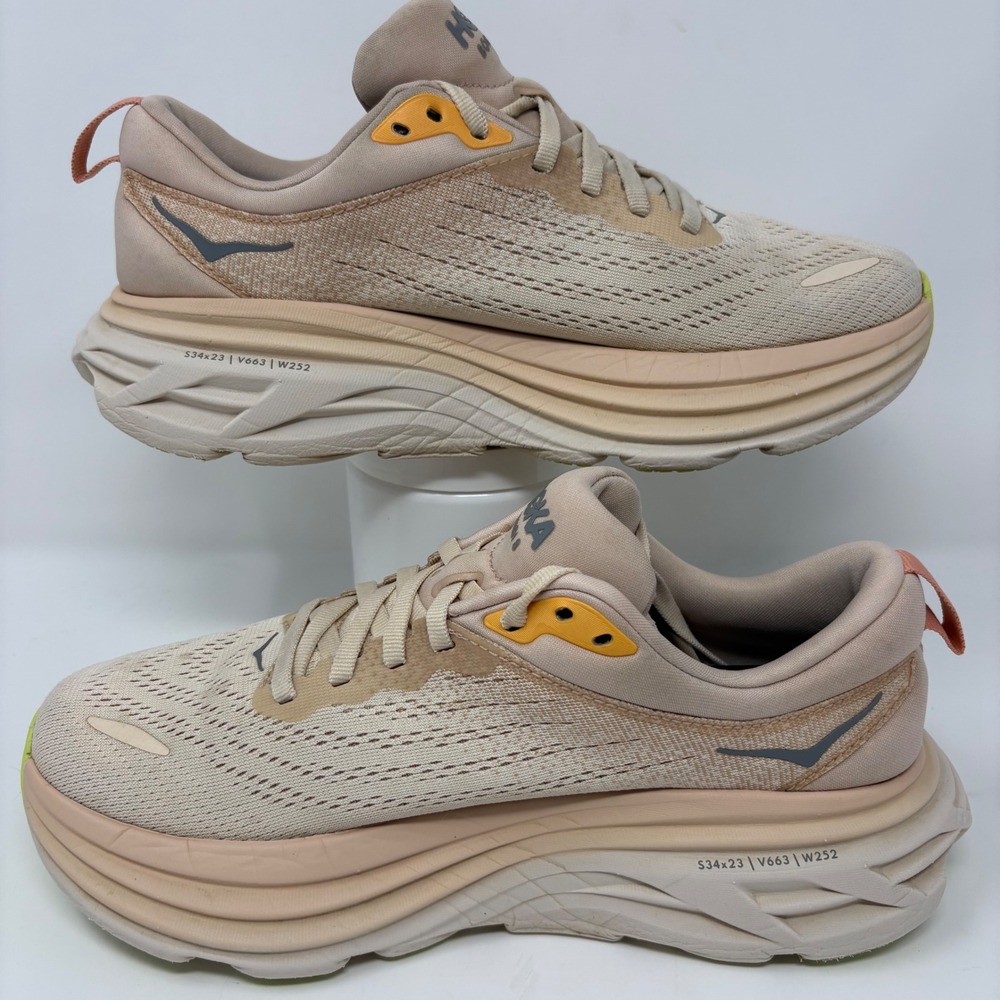 Hoka Bondi 8 Women's Size 7 Cream Orange Athletic Running Shoes 1127952 CMV - Picture 3 of 8